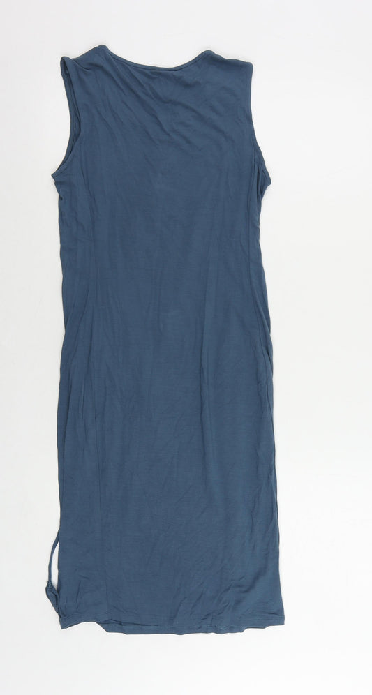 Peruvian Connection Womens Blue Viscose Pencil Dress Size S Round Neck Pullover