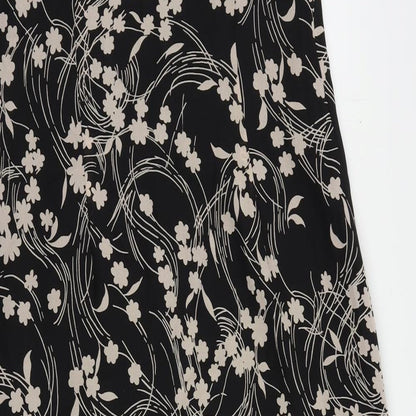 C.M.T. Womens Black Floral Polyester Maxi Size 14 Round Neck Zip