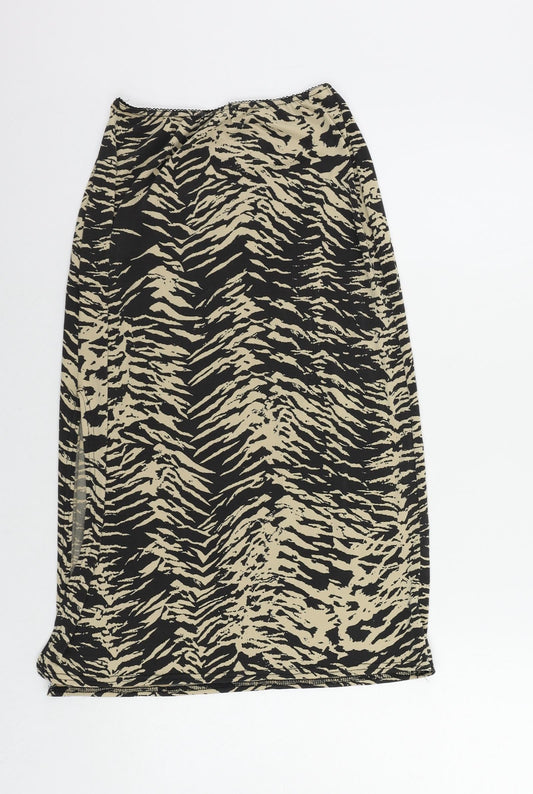 Nasty Gal Womens Black Animal Print Polyester A-Line Skirt Size 6 - Elastic Waist