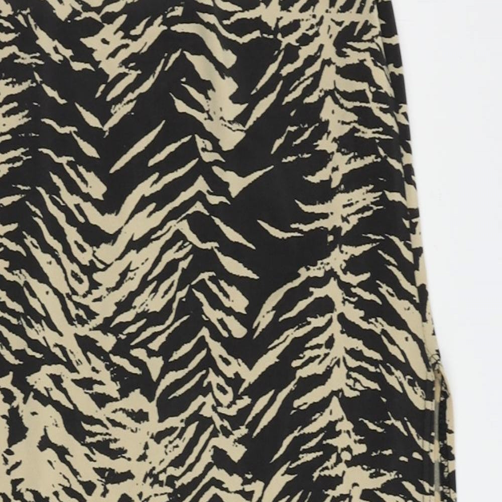 Nasty Gal Womens Black Animal Print Polyester A-Line Skirt Size 6 - Elastic Waist