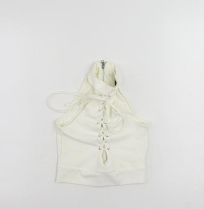 Womens UK Size 4 Missguided White Cropped Tank