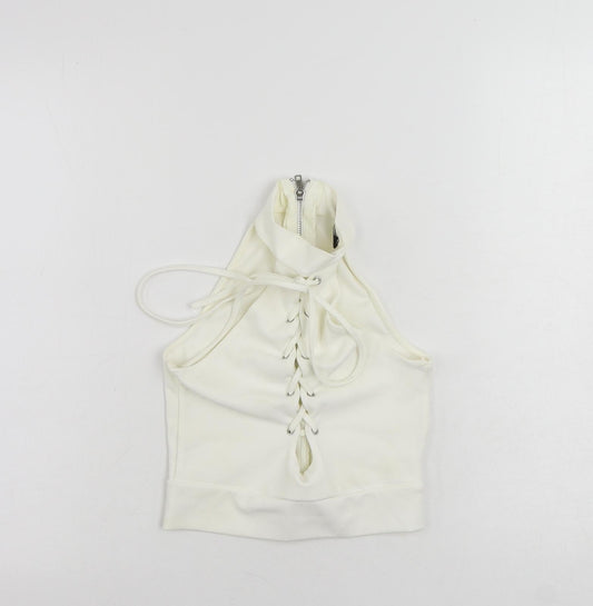 Womens UK Size 4 Missguided White Cropped Tank