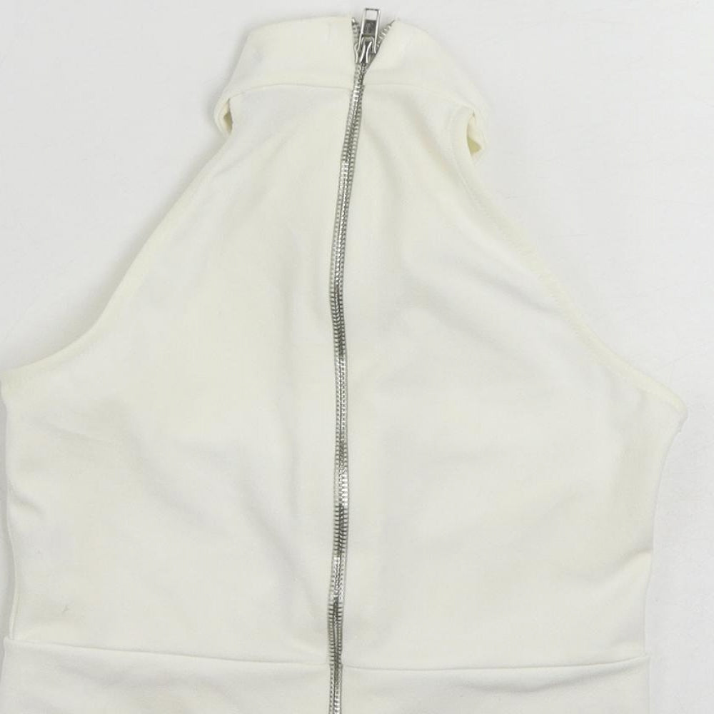 Womens UK Size 4 Missguided White Cropped Tank