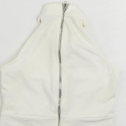Womens UK Size 4 Missguided White Cropped Tank