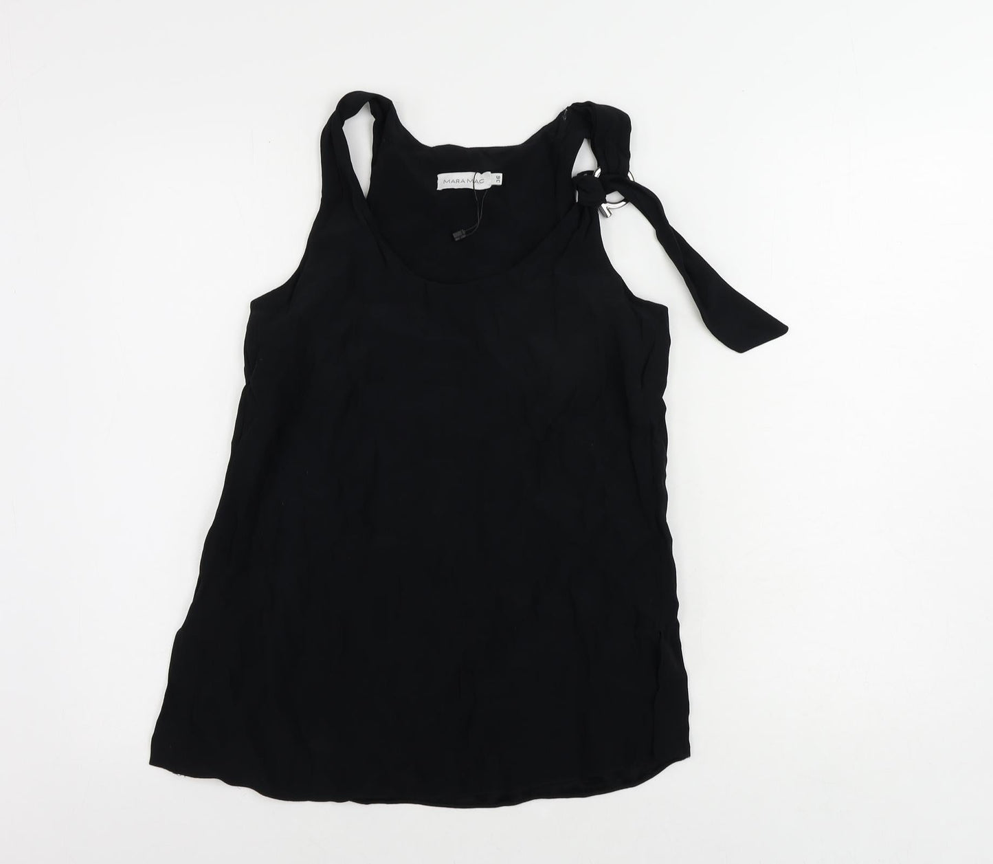 Mara Mac Womens Black Viscose Basic Tank Size 8 Scoop Neck