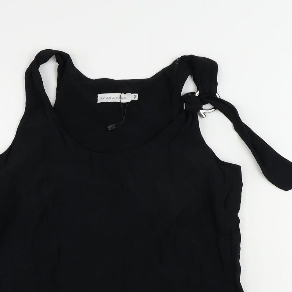 Mara Mac Womens Black Viscose Basic Tank Size 8 Scoop Neck