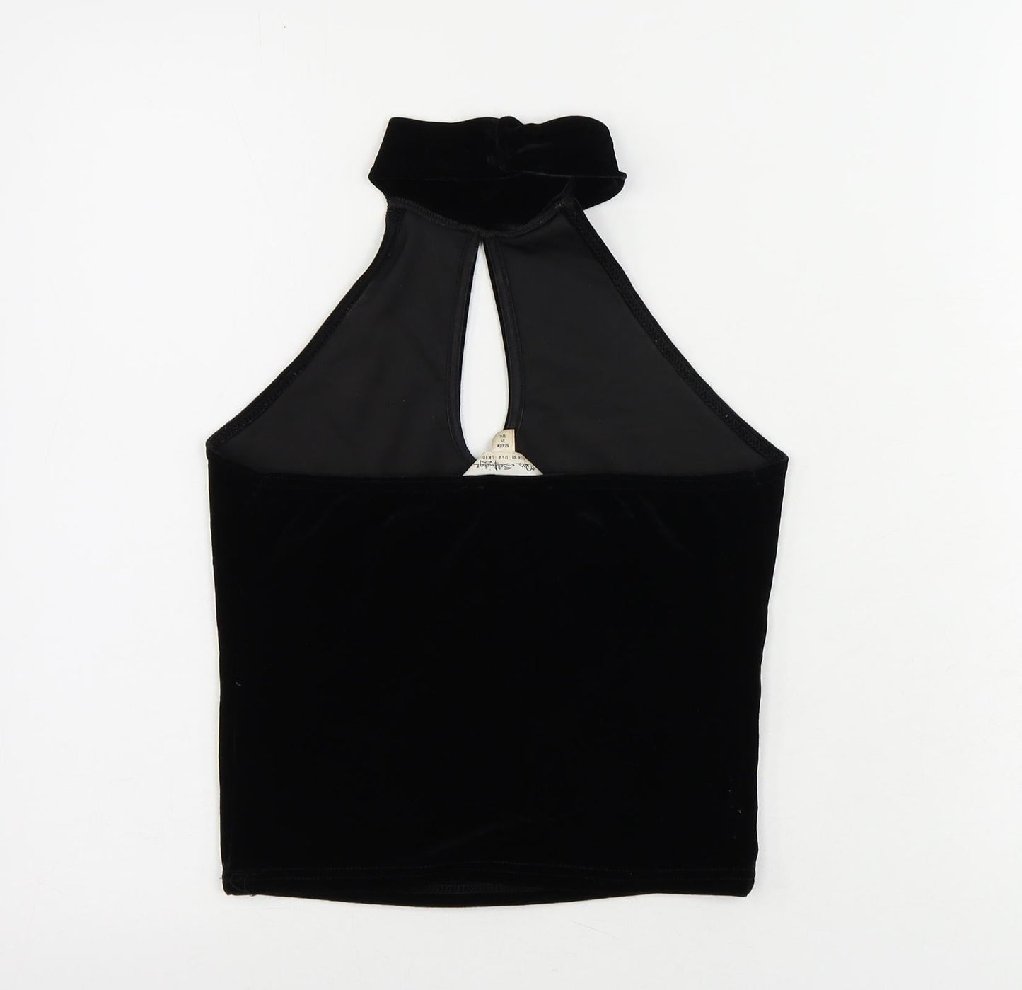 Miss Selfridge Womens Black Polyester Cropped Tank Size 10 Halter