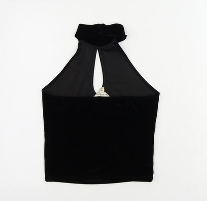 Miss Selfridge Womens Black Polyester Cropped Tank Size 10 Halter