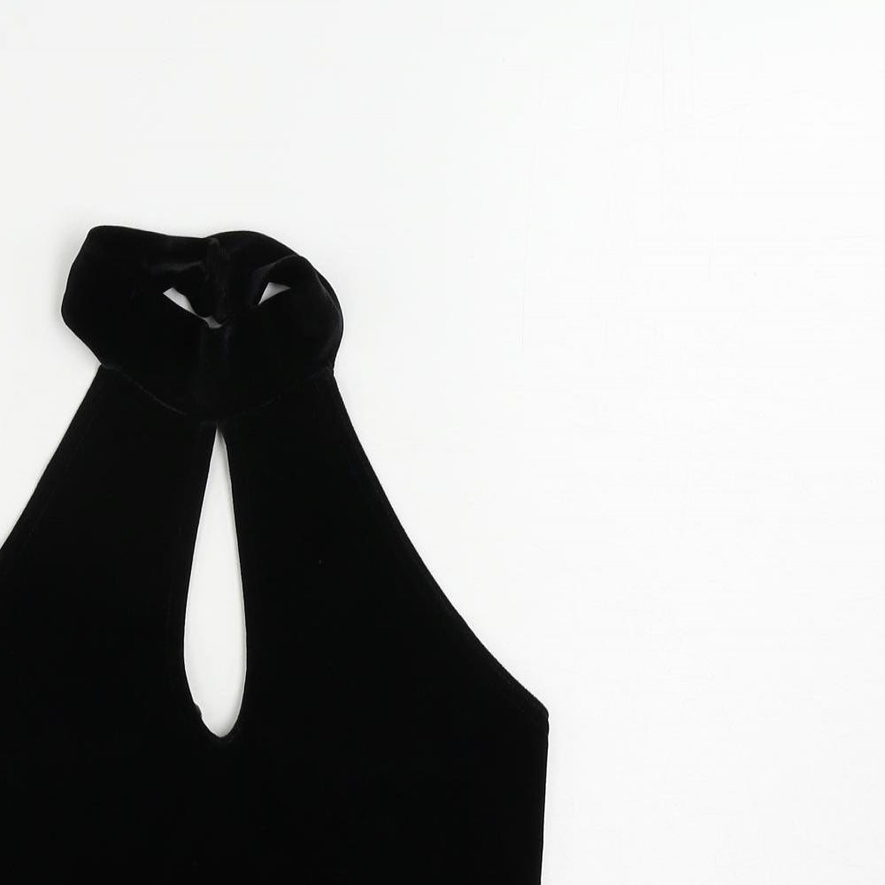 Miss Selfridge Womens Black Polyester Cropped Tank Size 10 Halter