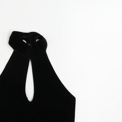 Miss Selfridge Womens Black Polyester Cropped Tank Size 10 Halter