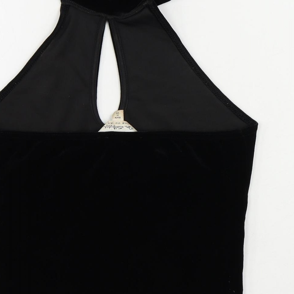 Miss Selfridge Womens Black Polyester Cropped Tank Size 10 Halter