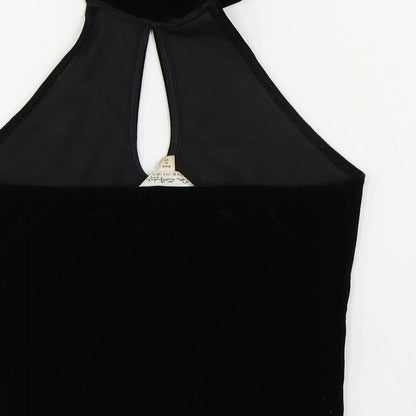 Miss Selfridge Womens Black Polyester Cropped Tank Size 10 Halter