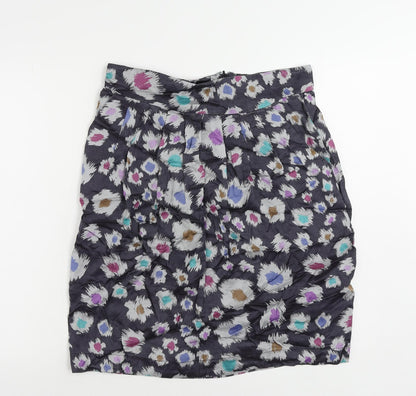 Great Plains Womens Blue Geometric Viscose A-Line Skirt Size 14 Zip