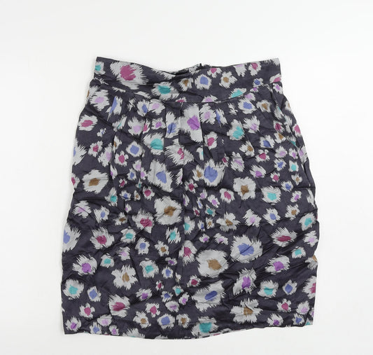 Great Plains Womens Blue Geometric Viscose A-Line Skirt Size 14 Zip