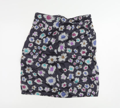 Great Plains Womens Blue Geometric Viscose A-Line Skirt Size 14 Zip