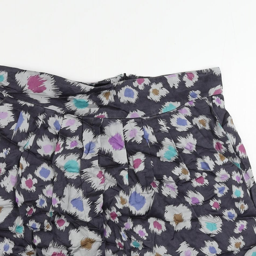 Great Plains Womens Blue Geometric Viscose A-Line Skirt Size 14 Zip