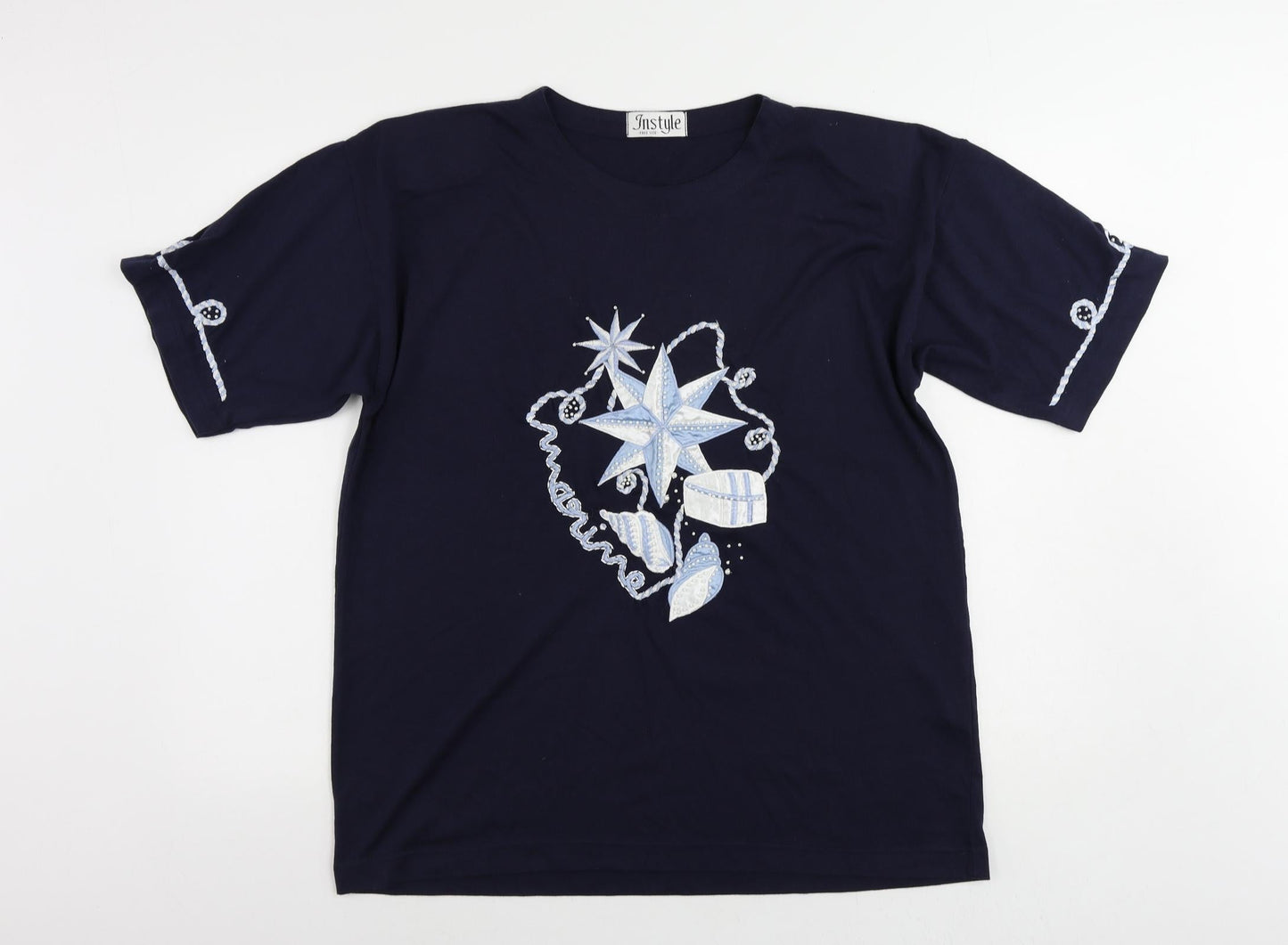 Womens UK Size One Size Instyle Blue Basic T-Shirt