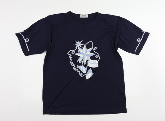 Womens UK Size One Size Instyle Blue Basic T-Shirt