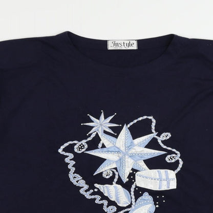 Womens UK Size One Size Instyle Blue Basic T-Shirt