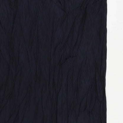Marks and Spencer Womens Blue Geometric Viscose Slip Dress Size 14 V-Neck Zip