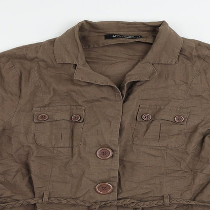 Mystic Womens Brown Jacket Size 16 Button - Lightweight