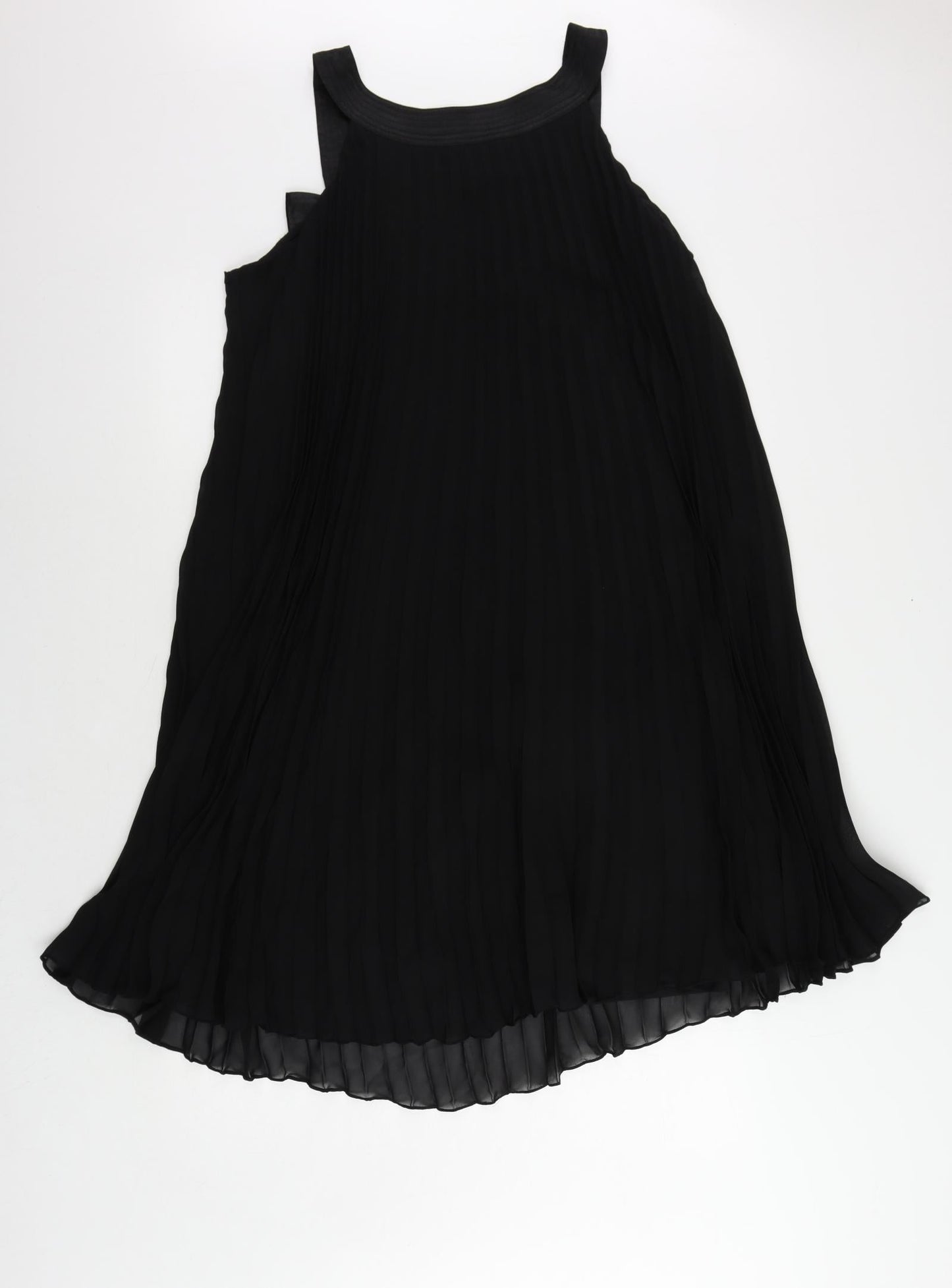 Robbie Bee Womens Black Polyester Trapeze & Swing Size 12 Round Neck - Bow Pleated