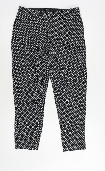 Womens UK Size 10 Oasis Regular Fit Cropped Black Trousers
