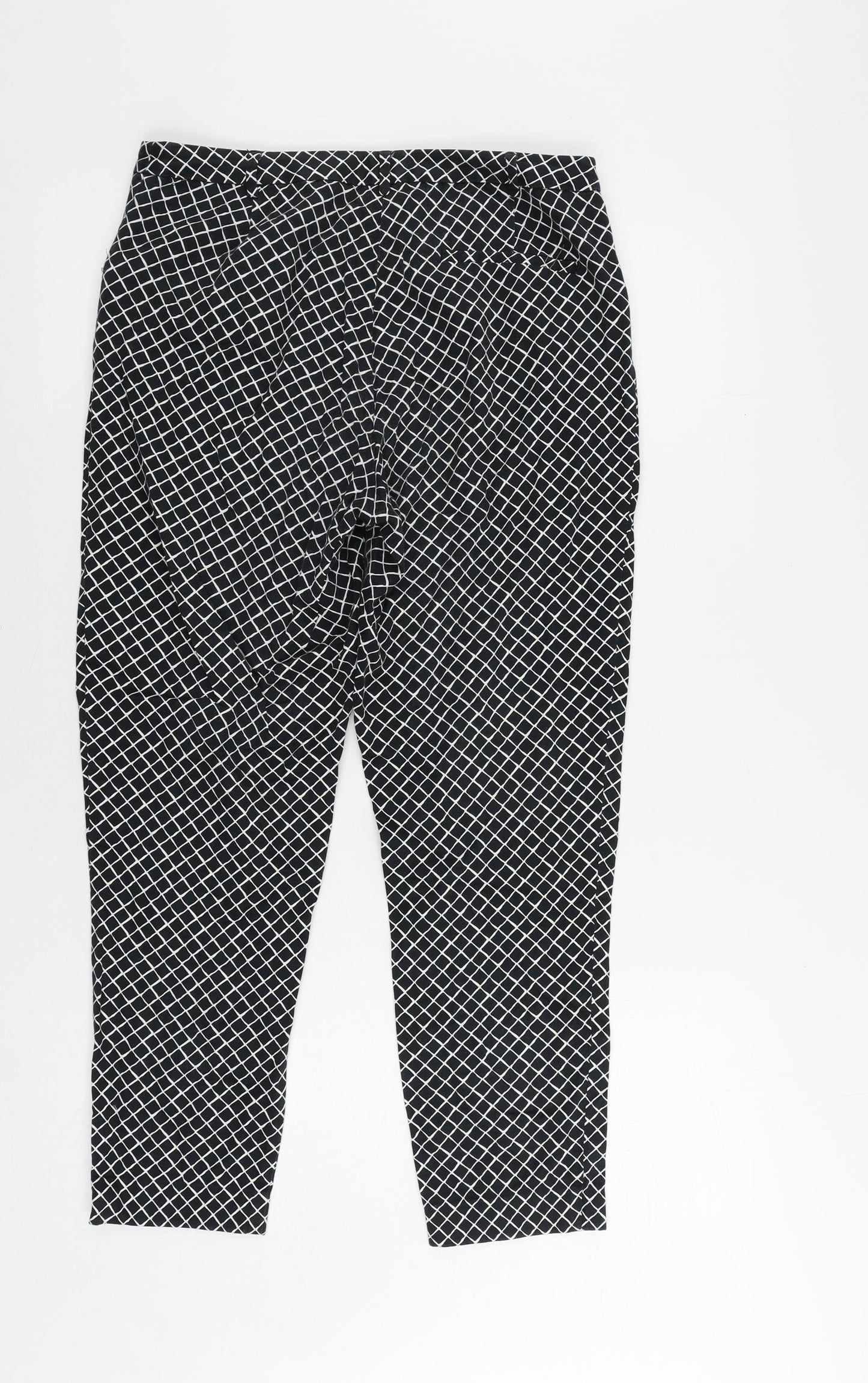 Womens UK Size 10 Oasis Regular Fit Cropped Black Trousers