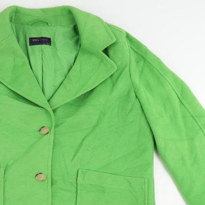 Marks and Spencer Womens Green Overcoat Coat Size 12 Button