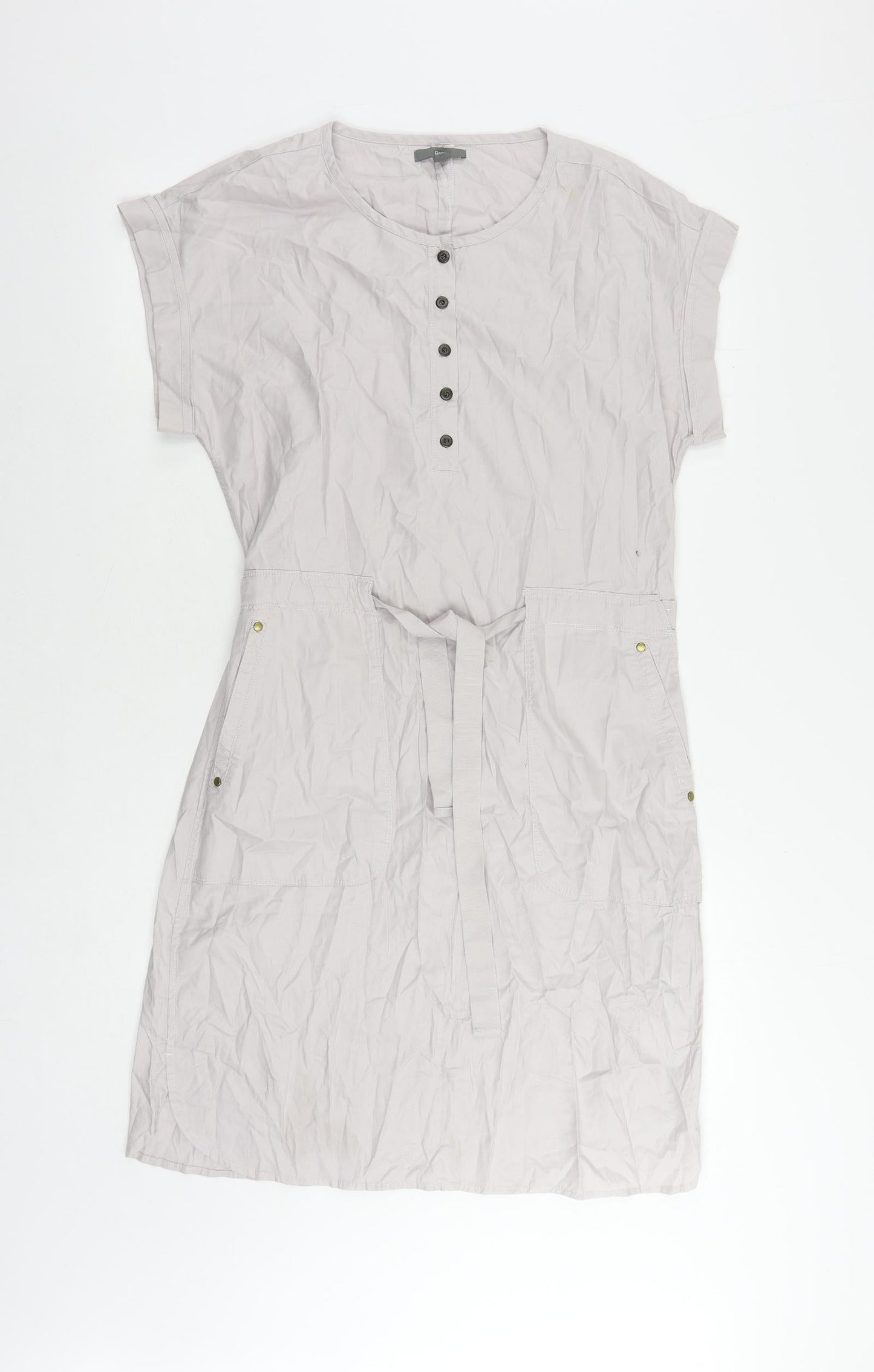 Gap Womens Grey Cotton A-Line Size S Round Neck Button - Adjustable Waist