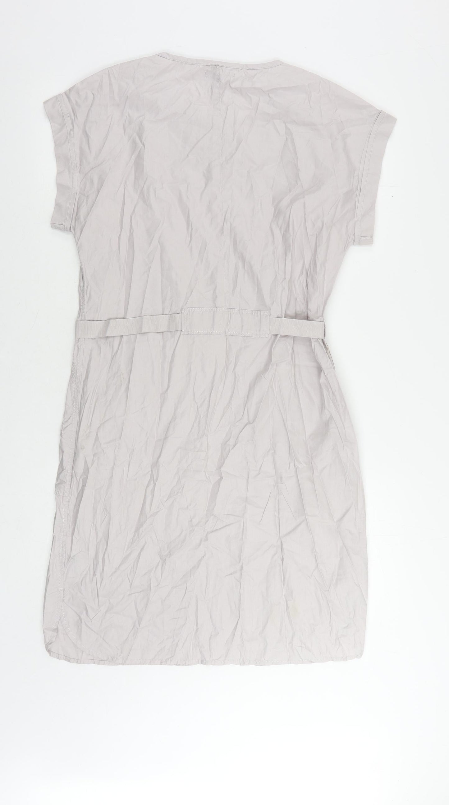 Gap Womens Grey Cotton A-Line Size S Round Neck Button - Adjustable Waist