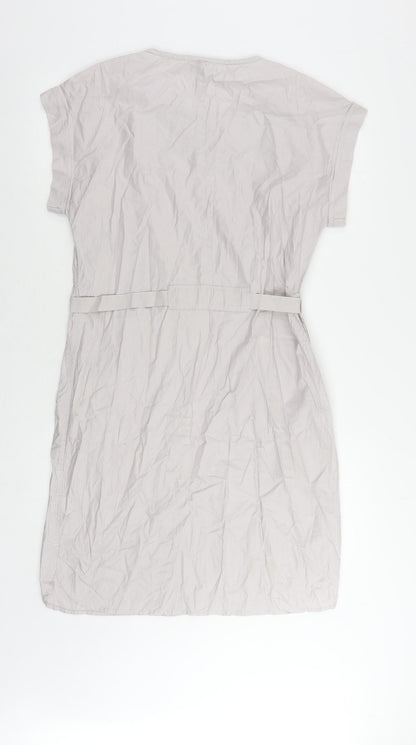 Gap Womens Grey Cotton A-Line Size S Round Neck Button - Adjustable Waist