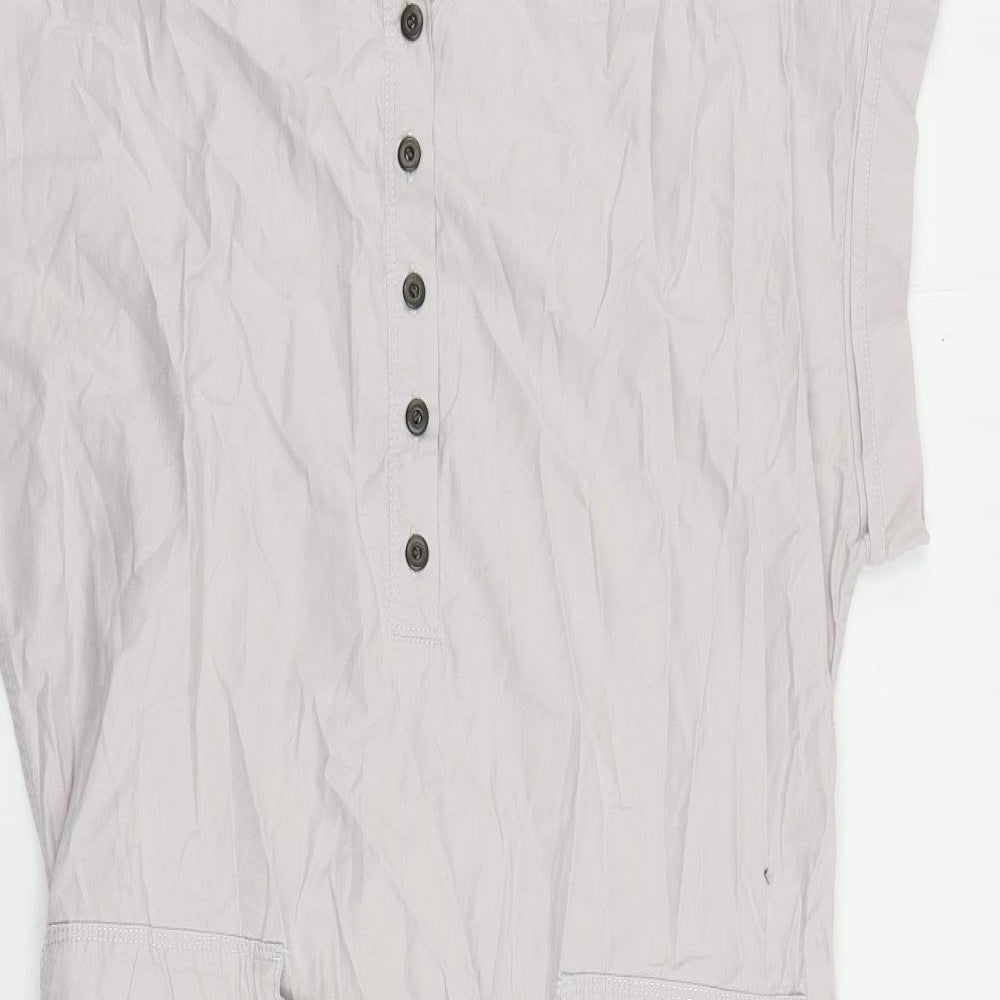 Gap Womens Grey Cotton A-Line Size S Round Neck Button - Adjustable Waist