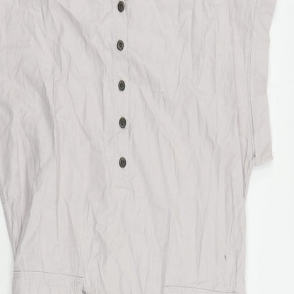 Gap Womens Grey Cotton A-Line Size S Round Neck Button - Adjustable Waist