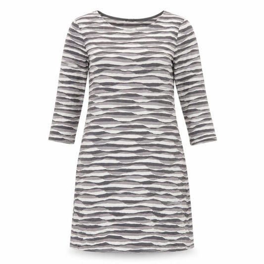 Pomodoro Womens Grey Geometric Cotton A-Line Size 14 Round Neck Pullover
