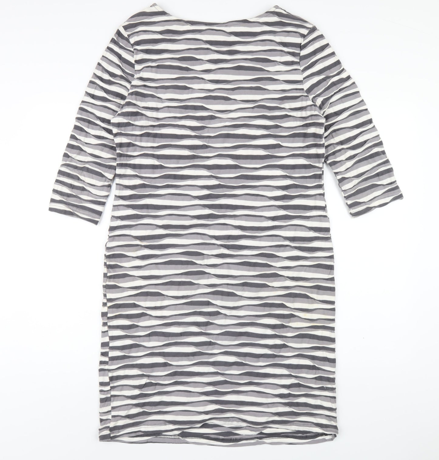 Pomodoro Womens Grey Geometric Cotton A-Line Size 14 Round Neck Pullover