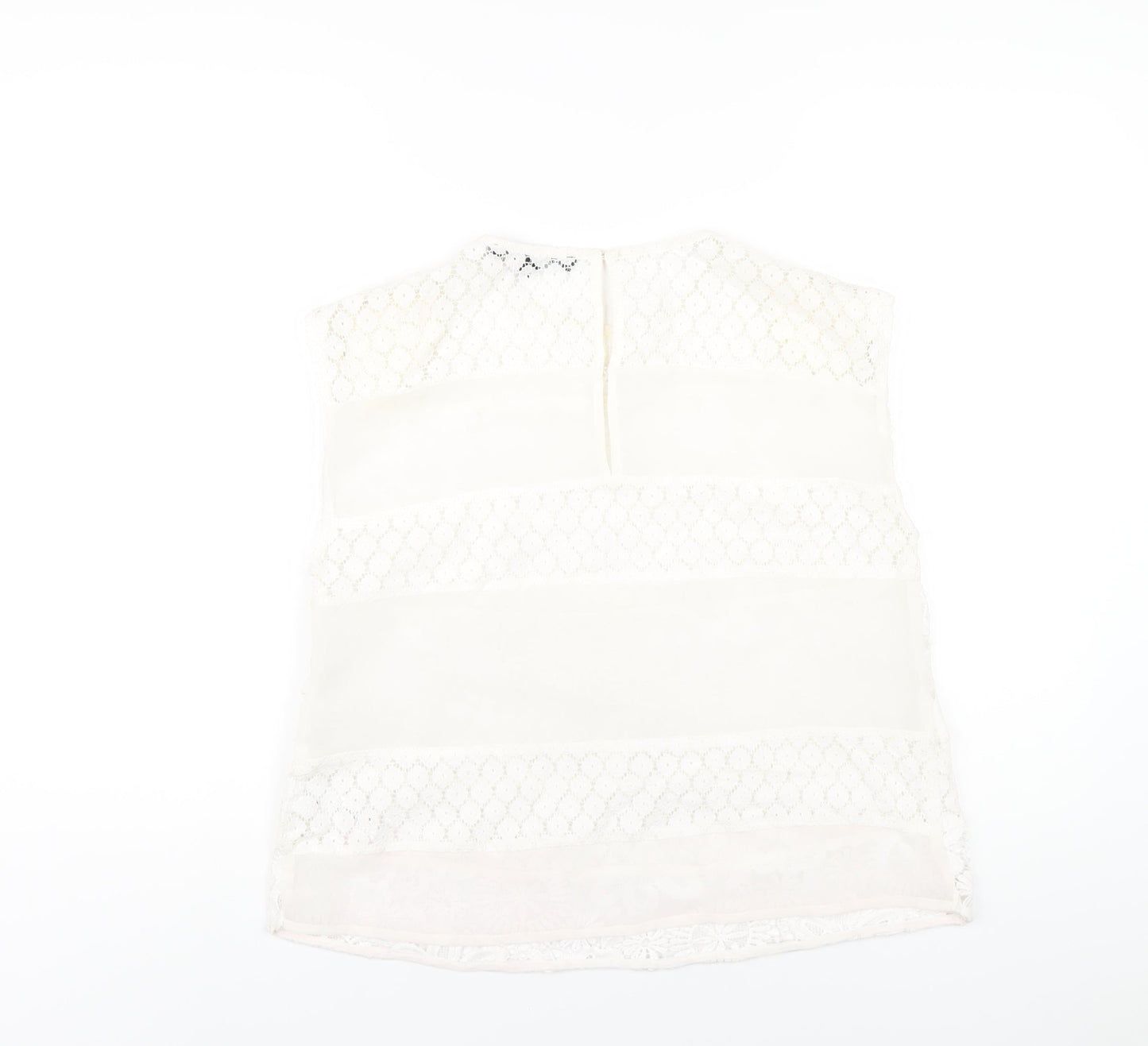 French Connection Womens White Polyester Basic T-Shirt Size S Round Neck