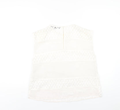 French Connection Womens White Polyester Basic T-Shirt Size S Round Neck