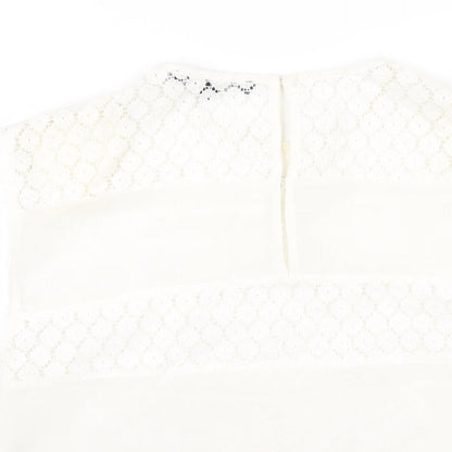 French Connection Womens White Polyester Basic T-Shirt Size S Round Neck