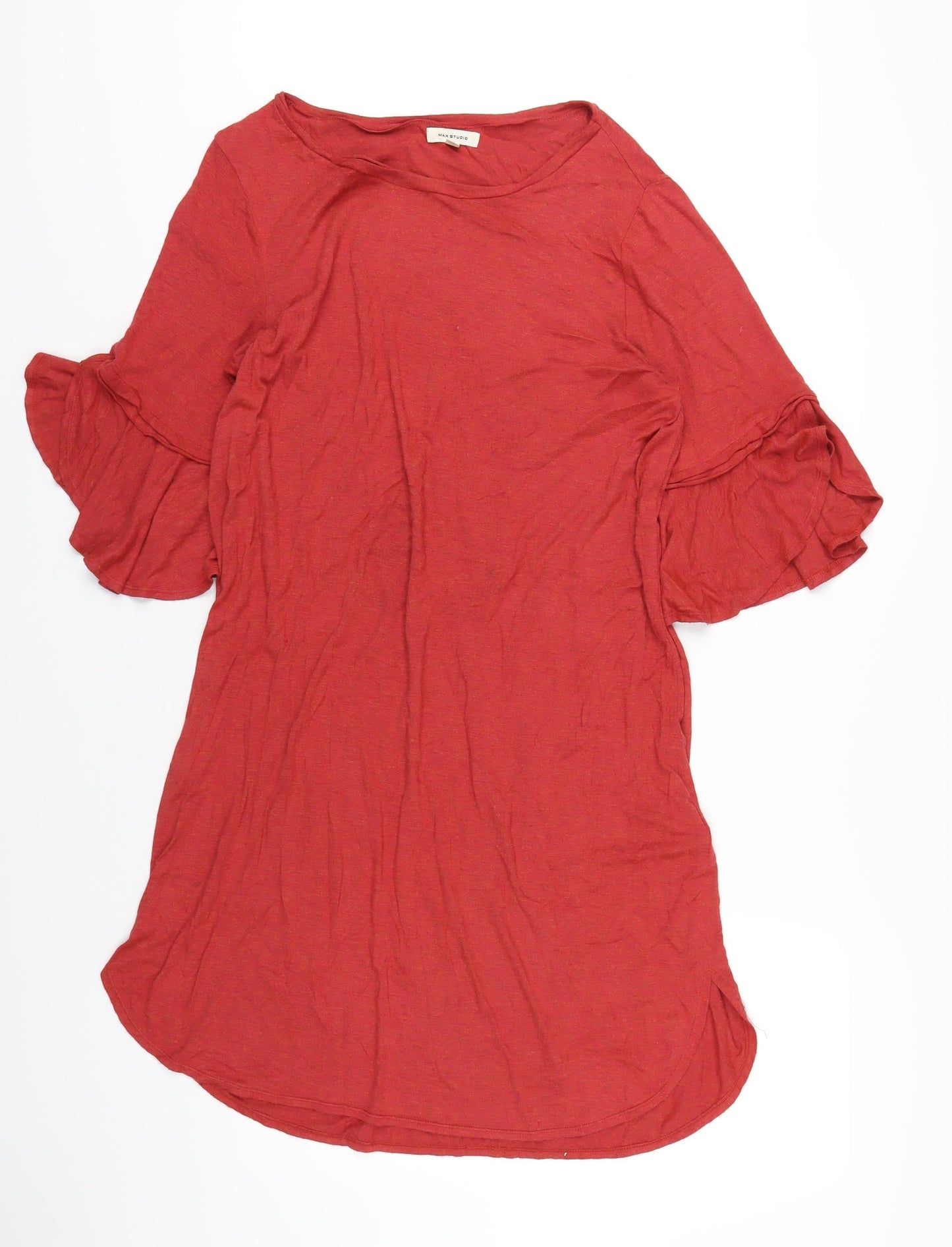 Max Mara Womens Red Viscose T-Shirt Dress Size M Round Neck Pullover