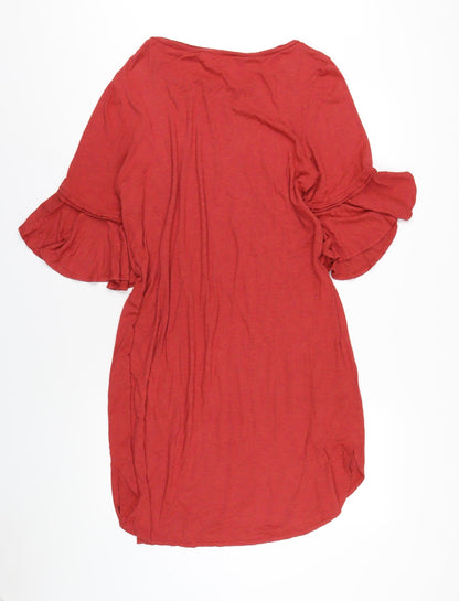 Max Mara Womens Red Viscose T-Shirt Dress Size M Round Neck Pullover