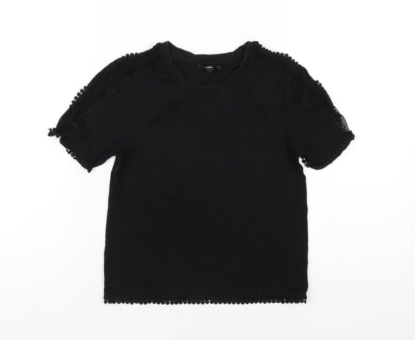 Womens UK Size 4 Topshop Black Basic T-Shirt
