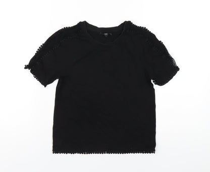 Womens UK Size 4 Topshop Black Basic T-Shirt