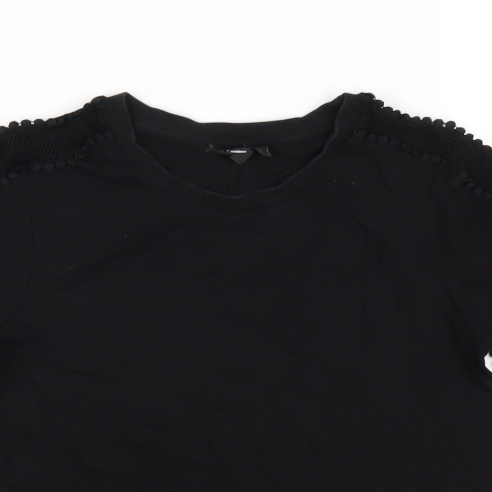 Womens UK Size 4 Topshop Black Basic T-Shirt