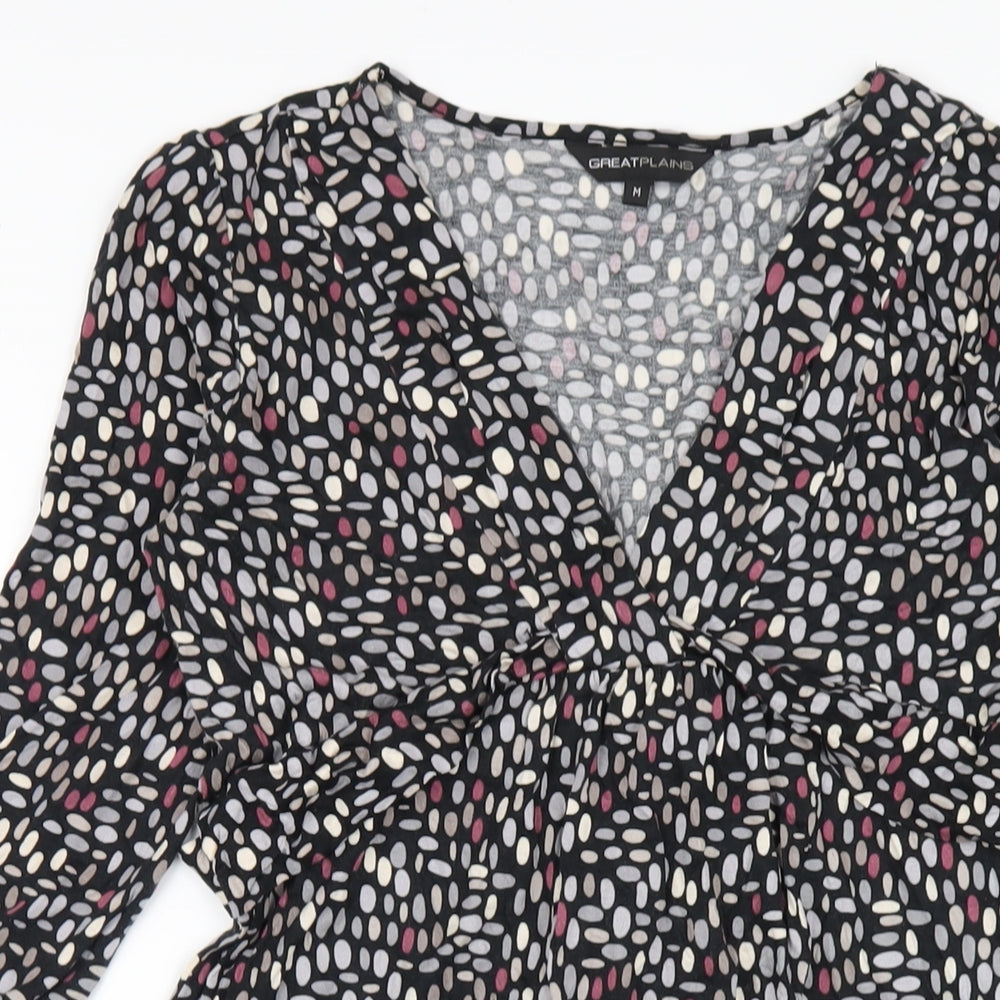 Great Plains Womens Multicoloured Geometric Viscose A-Line Size M V-Neck Pullover