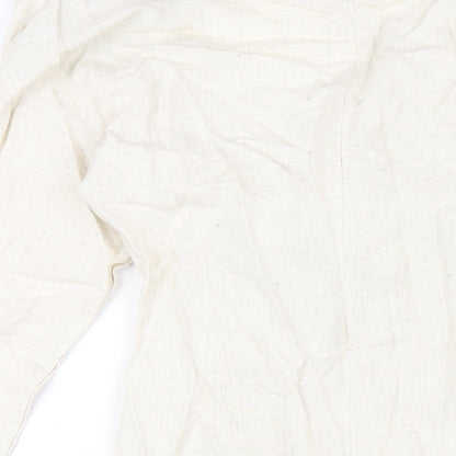 PRETTYLITTLETHING Womens Beige Viscose Mini Size 14 V-Neck Zip