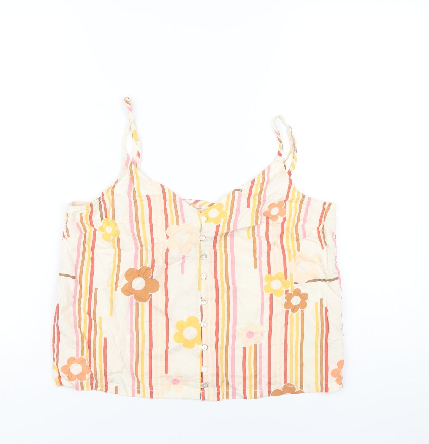 Brixton Womens Multicoloured Striped Viscose Camisole T-Shirt Size M V-Neck