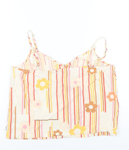 Brixton Womens Multicoloured Striped Viscose Camisole T-Shirt Size M V-Neck