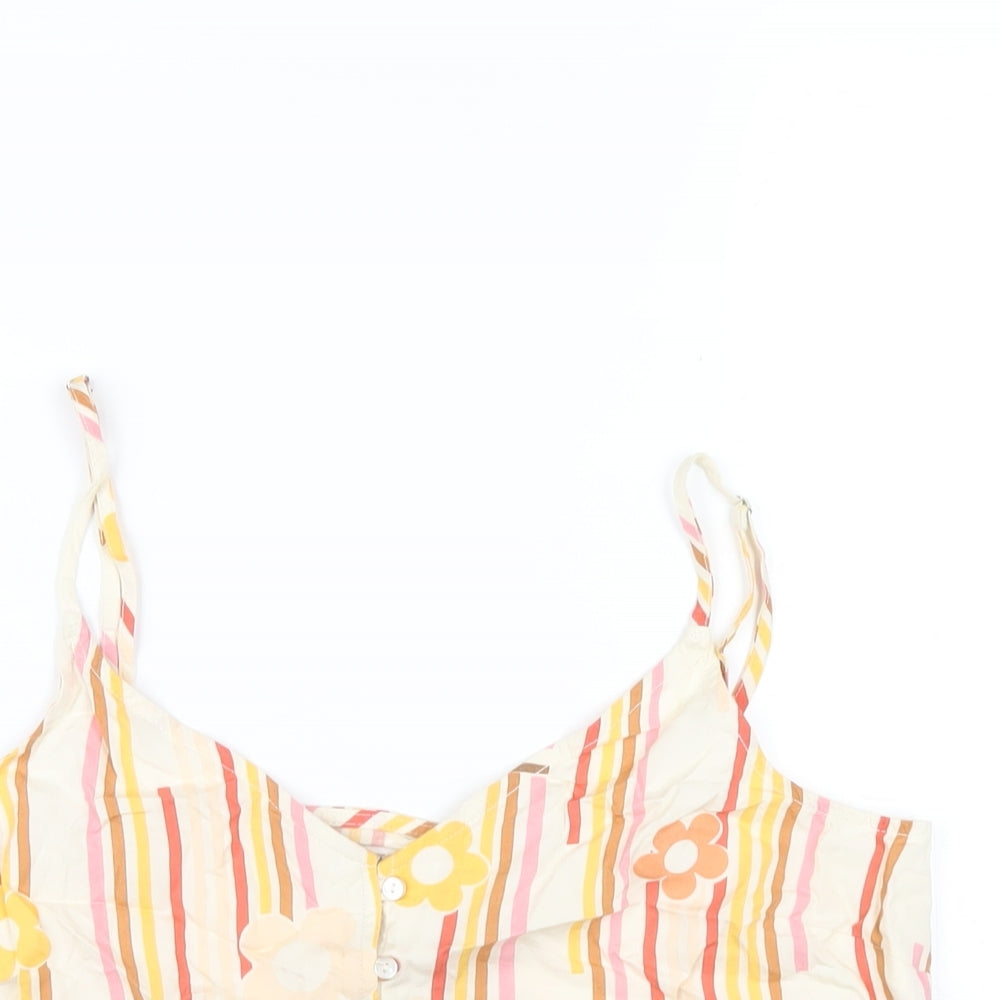Brixton Womens Multicoloured Striped Viscose Camisole T-Shirt Size M V-Neck
