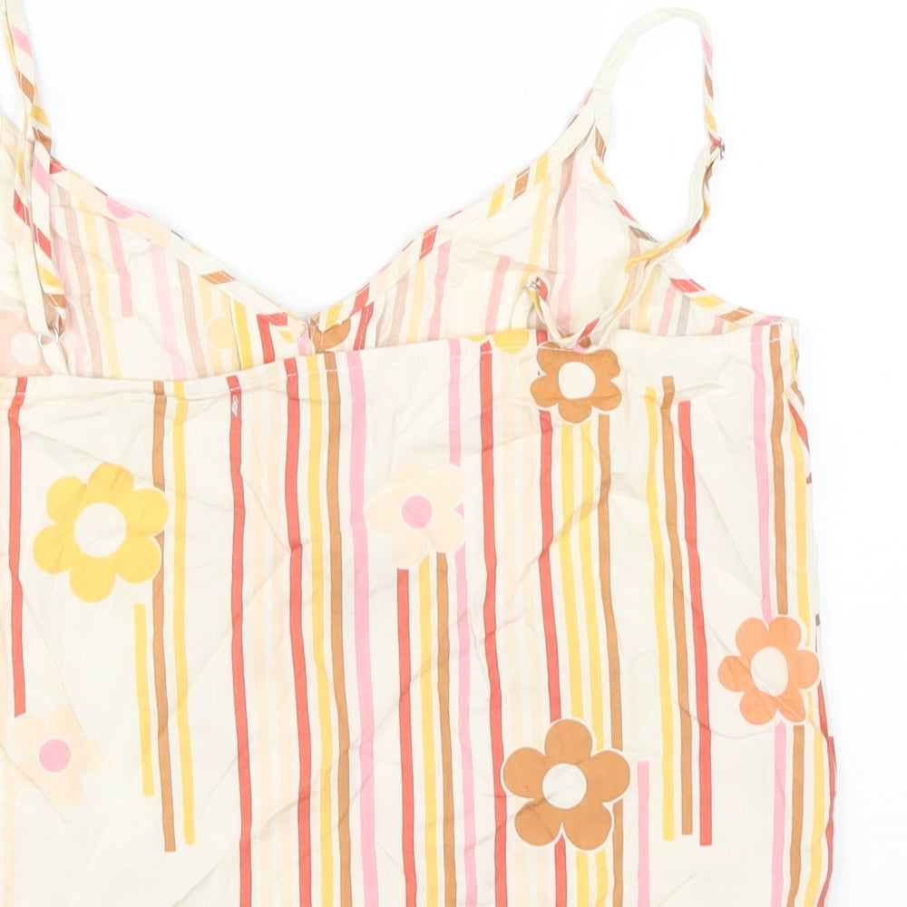 Brixton Womens Multicoloured Striped Viscose Camisole T-Shirt Size M V-Neck